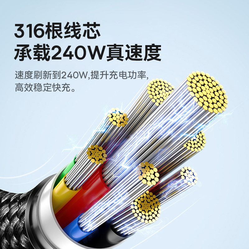 倍思240W数据线typec充电线双头公对公pd3.1适用苹果17华为小米手机macbookpro电脑公对公ipad笔记本加长3米