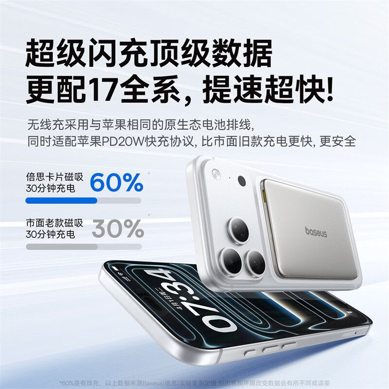 【3C认证可上飞机】倍思卡片磁吸充电宝2026新款Magsafe无线20W快充移动电源10000mAh苹果17/16华为小米手机,淘宝优惠券,粉丝福利购,淘宝优惠卷