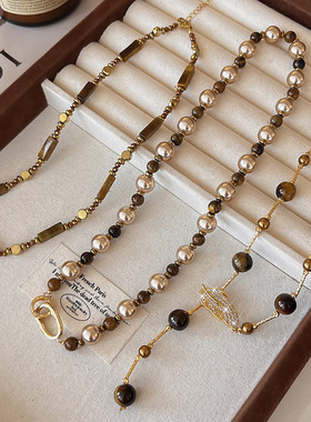 美拉德虎眼石串珠项链女高级感