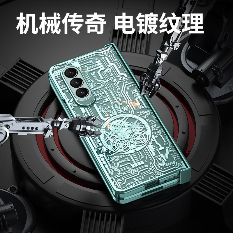 适用三星zfold5手机壳z fold5时尚创意flod电镀透明fodl5代折叠屏fod铰链中轴fo1d全包5g壳膜一体fd新款f9460 - 图2