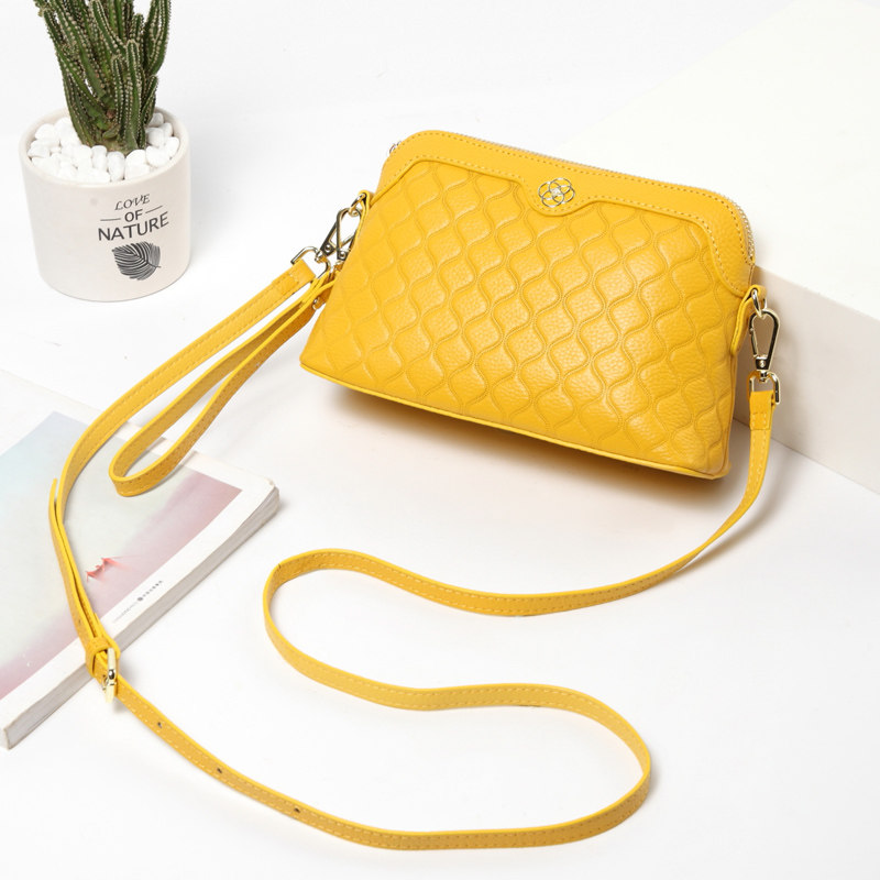 真皮女气质2022新款软贝壳斜挎小包 媚妃手拿包