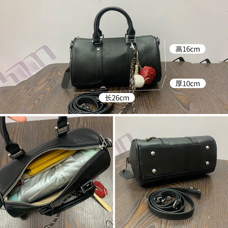 2025秋冬新款真皮休闲斜挎手提包纯牛皮大容量波士顿枕头包女百搭,淘宝优惠券,粉丝福利购,淘宝优惠卷