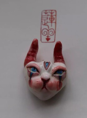 傀命师无毛猫陶瓷原创小吊坠 众设计个性项链手工礼物