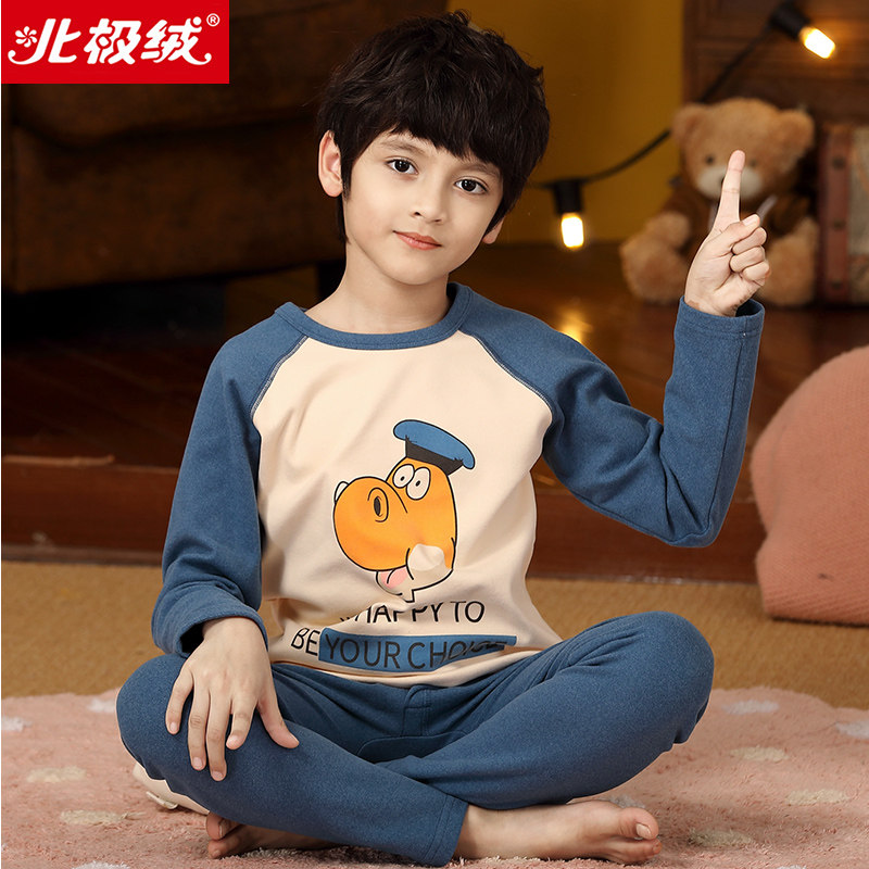 男童磨绒宝宝加厚中大童加绒秋衣秋裤儿童保暖内衣套装男孩秋冬季 - 图1