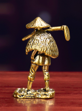 黄铜劳作老人金属创意摆饰铜器老翁骑驴纯铜工艺品手工艺品纯摆件