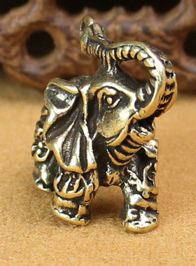 纯手工黄铜可爱迷你大象装饰摆件招财纳福居家吸财福象铜器工艺品