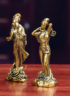纯黄铜古代四大美人桌面摆件貂蝉西施王昭君杨玉环铜雕工艺品文玩