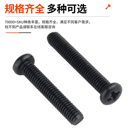 铁黑十字圆头螺丝盘头机丝螺栓螺钉电脑螺丝钉M2M2.5M2.6M3M4M5M6 - 图3