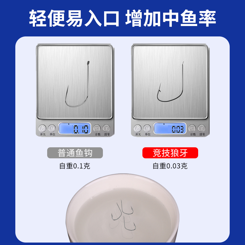 有刺竞技狼牙成品子线双钩鱼钩绑好改良竟技黑坑专用带刺鲫鱼钩勾 - 图2