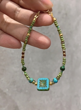 复古毕加索进口米珠捷克琉璃原创串珠手链