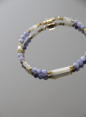 新中式质感原创手作贝壳串珠记忆钢圈手链 14k金女小众高级设计感