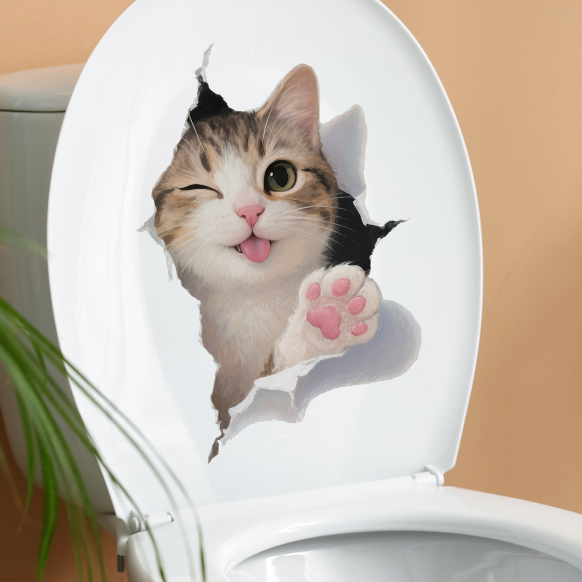 可爱动物仿3D立体墙贴纸自粘厕所马桶盖装饰贴纸贴花可撕房间装饰,淘宝优惠券,粉丝福利购,淘宝优惠卷