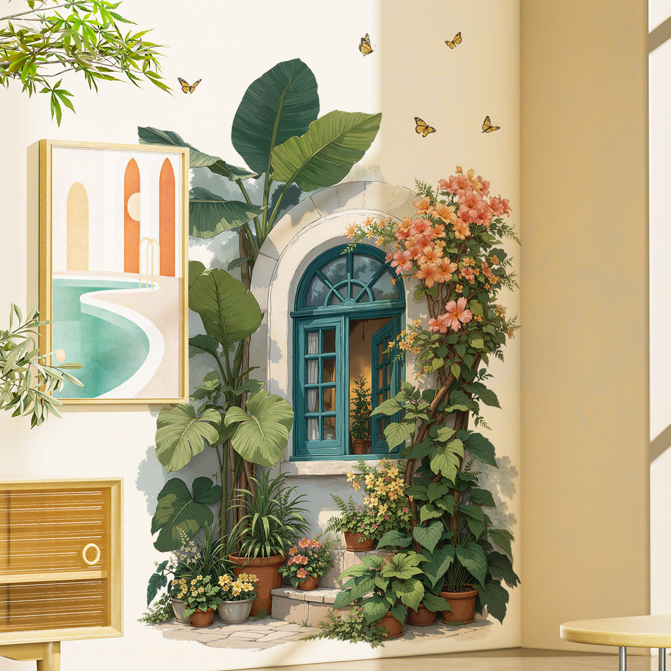 植物绿叶风景自粘墙壁贴纸家用可撕墙面装饰出租屋改造遮丑补丁贴,淘宝优惠券,粉丝福利购,淘宝优惠卷