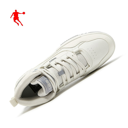 乔丹男鞋高帮板鞋正品空军一号冬款皮面防水保暖休闲鞋白色运动鞋 - 图1