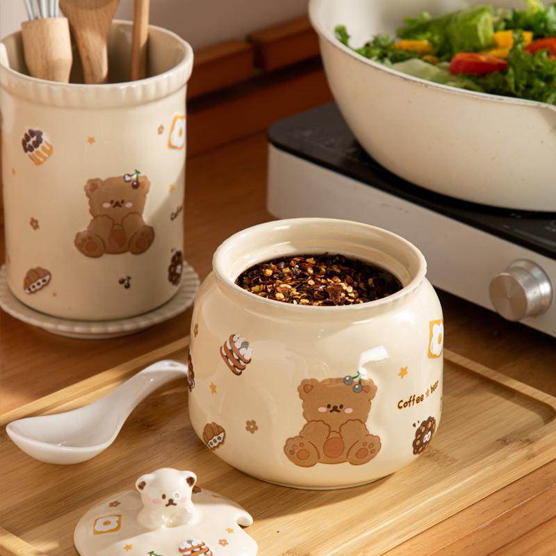 猪油罐家用耐高温陶瓷油泼辣子罐厨房卡通调味罐辣椒油专用储存罐,淘宝优惠券,粉丝福利购,淘宝优惠卷