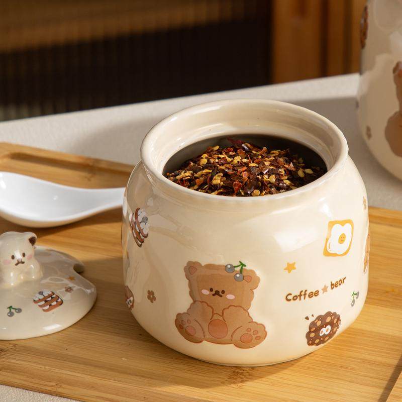 猪油罐家用耐高温陶瓷油泼辣子罐厨房卡通调味罐辣椒油专用储存罐,淘宝优惠券,粉丝福利购,淘宝优惠卷