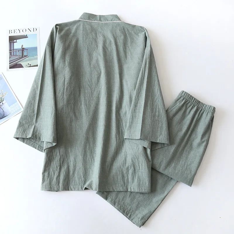 Spring/Autumn Japanese Kimono Mens Pajamas Men Sleepwear Mal - 图0