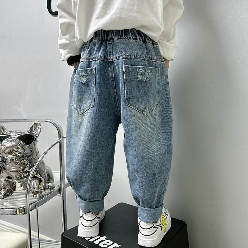 New Boys Girls Cool Jeans Spring And Autumn Trousers Korea S - 图0