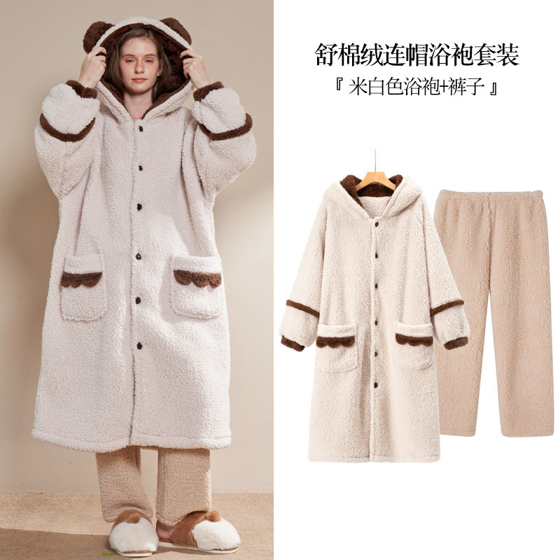 秋冬季珊瑚绒2021年新款减龄睡袍 dahuahome睡袍/浴袍