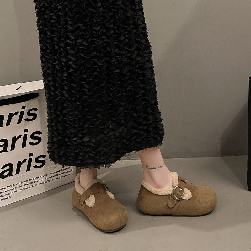 一脚蹬加绒加厚勃肯鞋女34码2025冬季新款保暖毛毛豆豆鞋软底棉鞋,淘宝优惠券,粉丝福利购,淘宝优惠卷