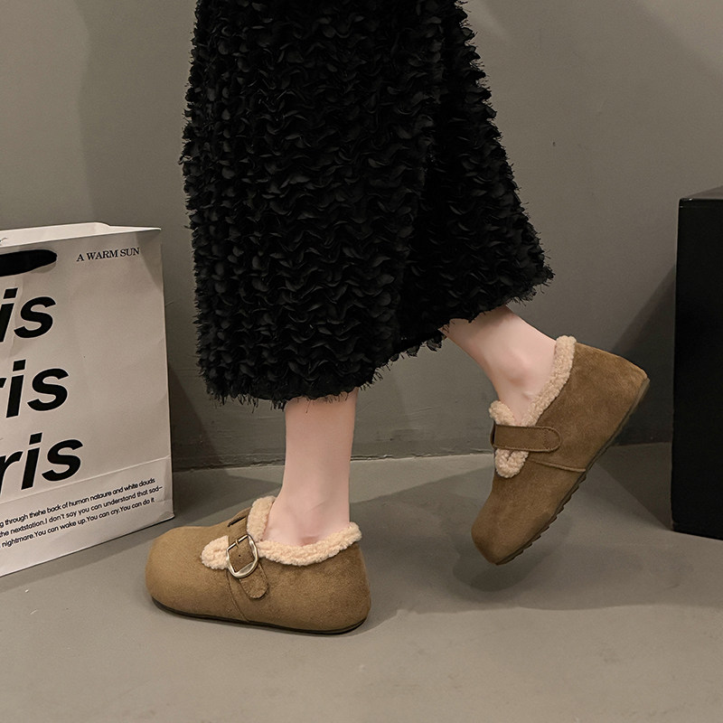 一脚蹬加绒加厚勃肯鞋女34码2025冬季新款保暖毛毛豆豆鞋软底棉鞋,淘宝优惠券,粉丝福利购,淘宝优惠卷