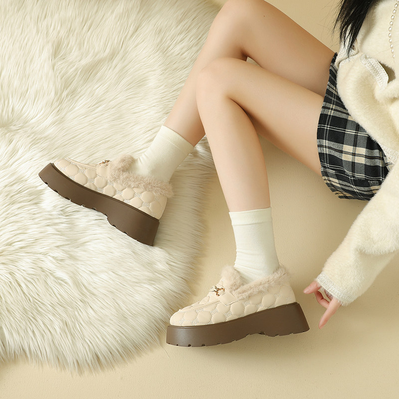 加绒加厚老北京布鞋女2025新款冬季一脚蹬懒人棉鞋年轻妈妈毛毛鞋,淘宝优惠券,粉丝福利购,淘宝优惠卷