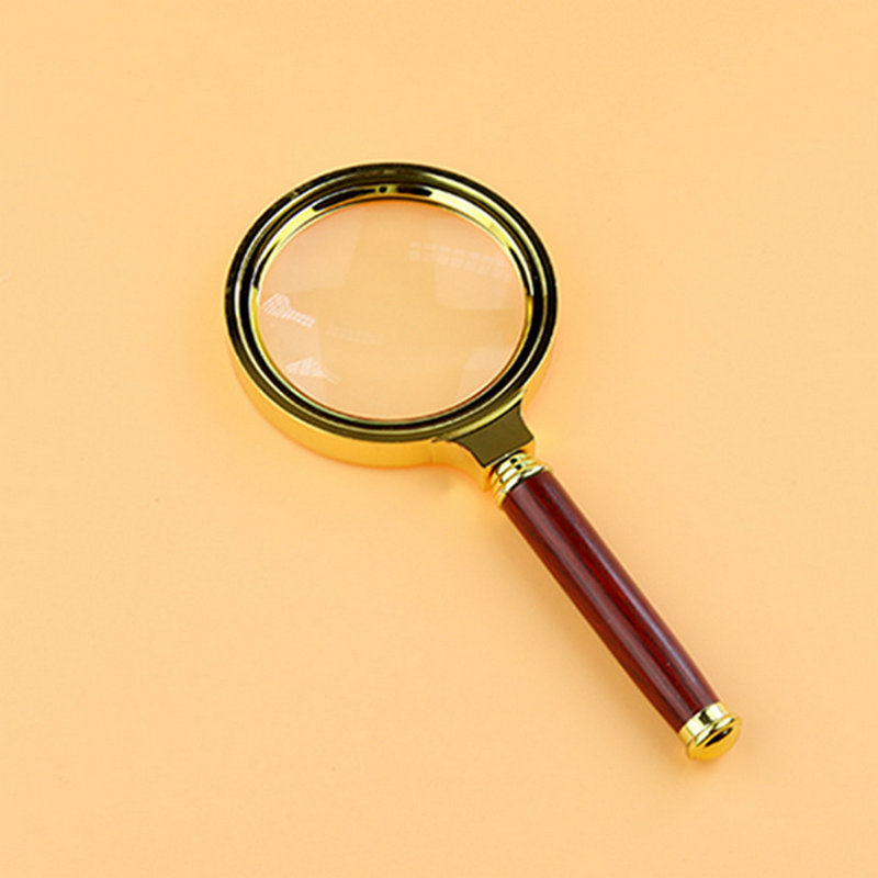 包邮手持阅读放大镜红木柄15倍光学玻璃镜片老人看书看地图扩大镜 - 图0