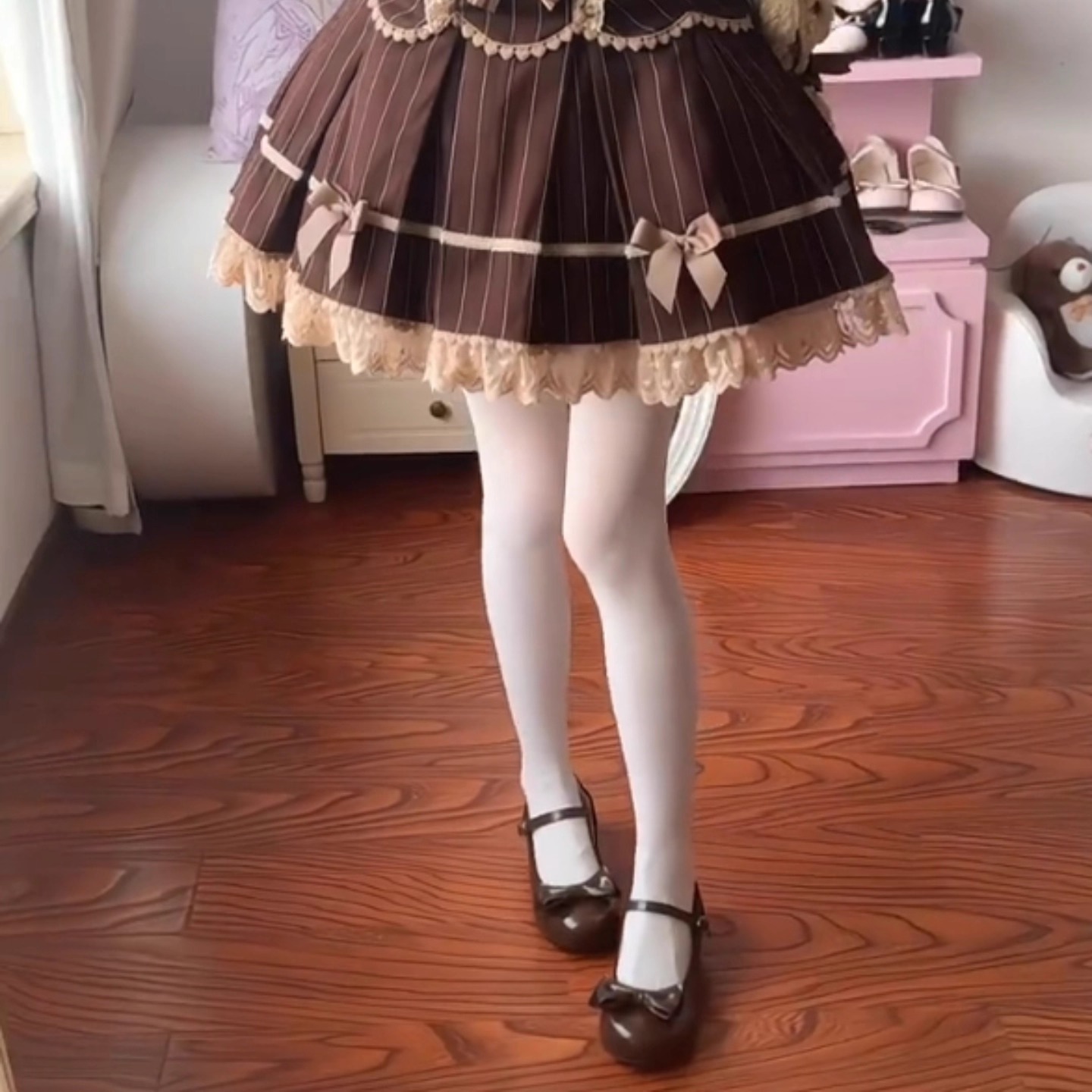 秋冬微压天鹅绒连裤袜女120d甜美lolita可爱女生白色防勾丝打底袜 - 图2