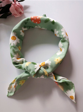 草莓纯棉爱心碎花棉纱百搭小方巾