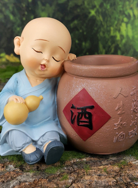 创意办公室桌面工艺品摆设送男女学生日礼物禅意小和尚摆件装饰品