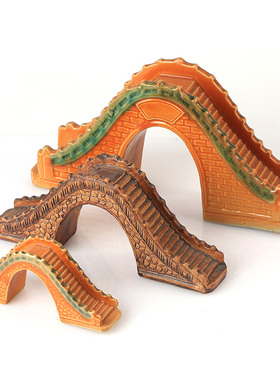 树脂桥鱼缸假山流水装饰造景摆件