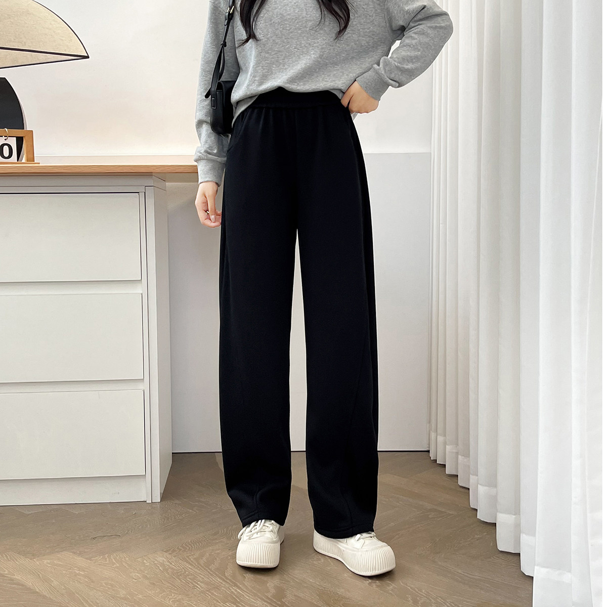 大码加绒加厚阔腿裤女秋冬季保暖香蕉裤子宽松显瘦胖mm休闲直筒裤,淘宝优惠券,粉丝福利购,淘宝优惠卷