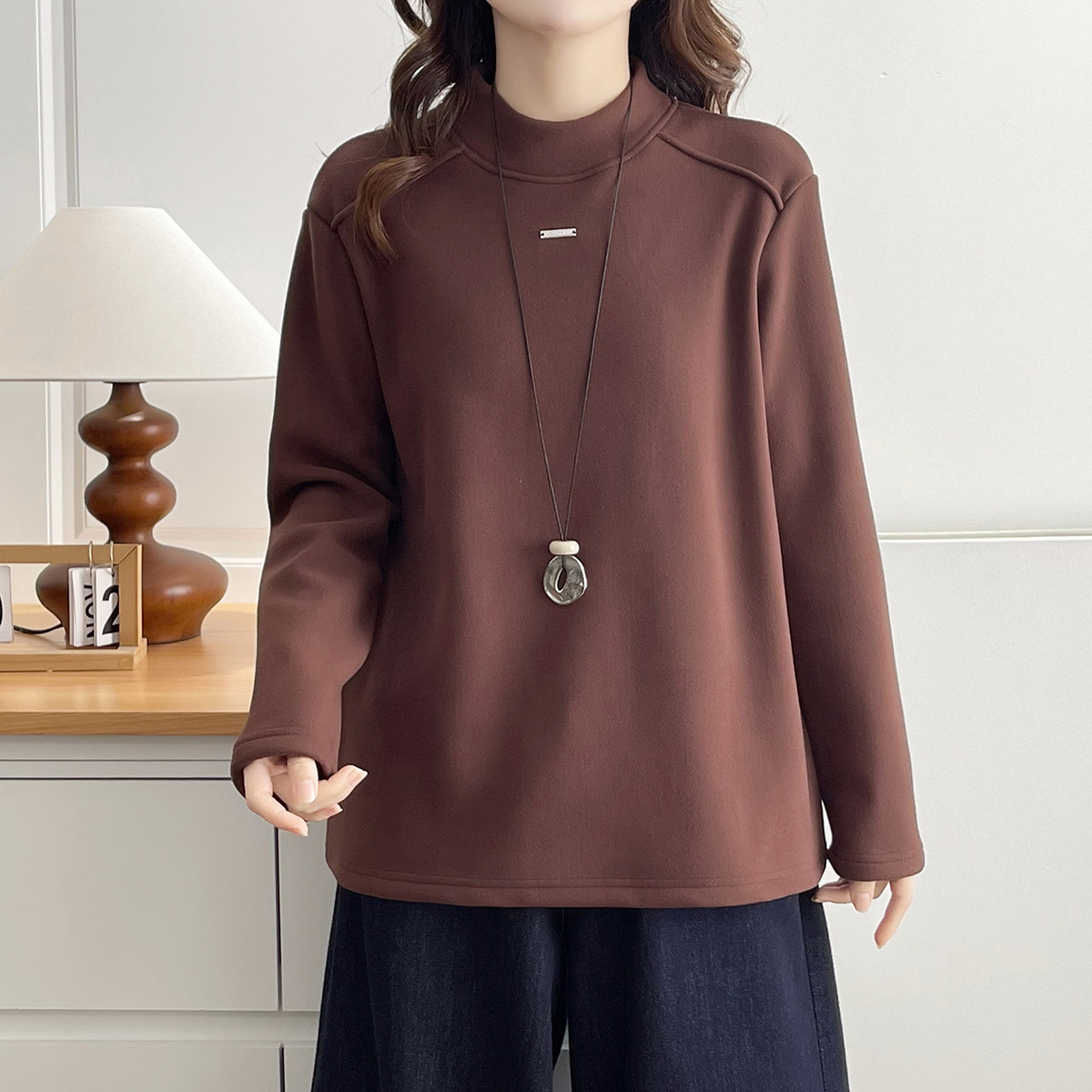 冬季新款大码加绒半高领打底衫女加肥加大胖mm遮肚子显瘦保暖内搭,淘宝优惠券,粉丝福利购,淘宝优惠卷