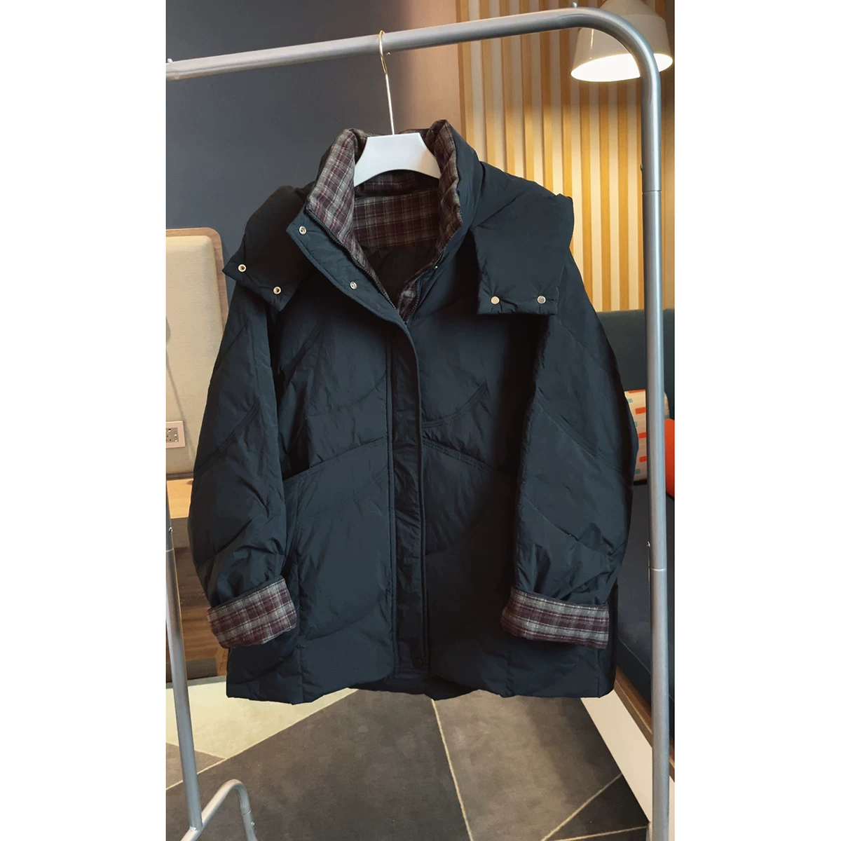 Long hoody, winter down jacket, plus size, mid-length