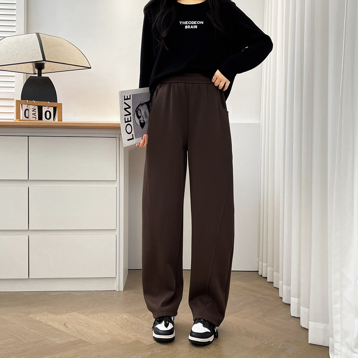 大码加绒加厚阔腿裤女秋冬季保暖香蕉裤子宽松显瘦胖mm休闲直筒裤,淘宝优惠券,粉丝福利购,淘宝优惠卷