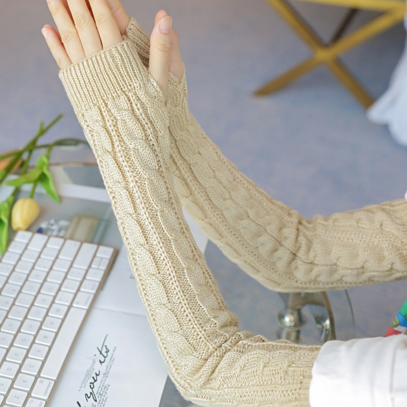 秋冬加厚保暖加长款针织毛线麻花半指手套袖套手臂套露指假袖子女,淘宝优惠券,粉丝福利购,淘宝优惠卷