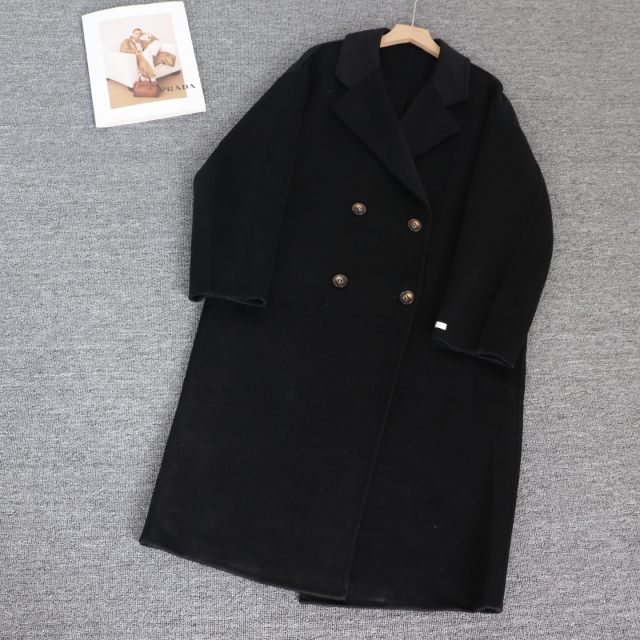 Wool coat mid-length lapel double-breasted coat