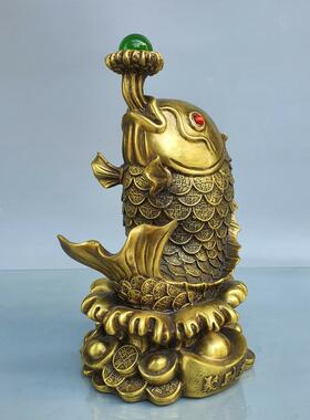 聚财元宝鱼年年有余招财铜鱼摆件