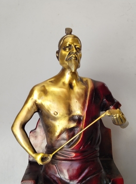 门厅摆件黄铜木工祖师爷鲁班坐像