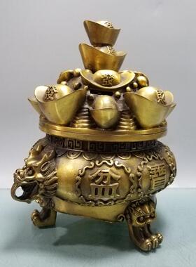 铜聚宝盆招财聚财龙头元宝摆件