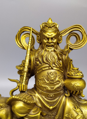 铜招财骑虎财神爷赵公明铜像摆件