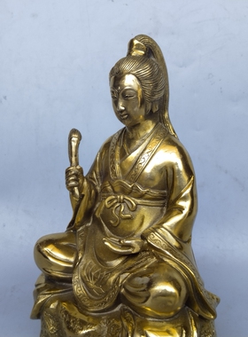 客厅摆件铜八仙人物何仙姑铜像