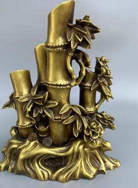 铜财富节节高竹子金蟾招财工艺品