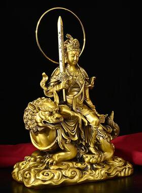 文殊普贤菩萨一套摆件铜中式家居