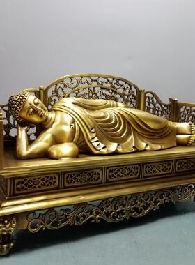 释迦摩尼佛睡佛摆件铜中式铜睡佛