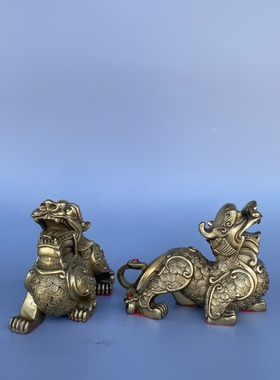 神兽铜貔貅一对招财皮丘摆件中式