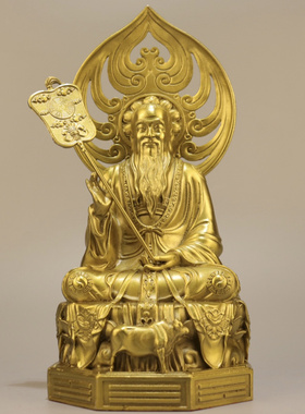 三清祖师爷坐像客厅铜中式摆件