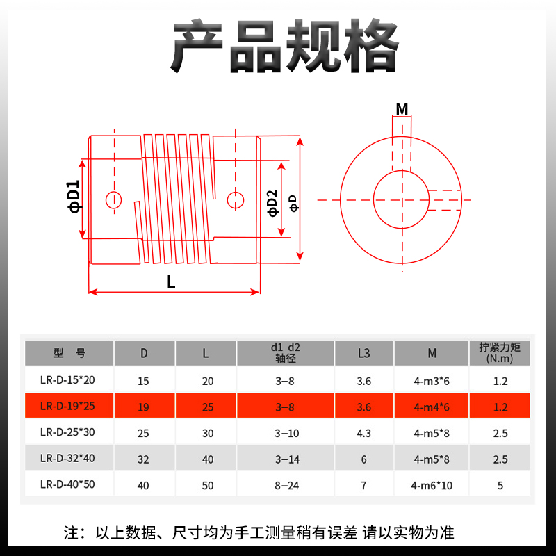 弹性联轴器螺纹绕线顶丝联轴器编码器D18L25孔4 5 6 6.35 7 8mm