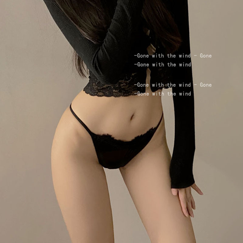 魂牵蝶梦*新款蕾丝三角裤性感镂空蕾丝透视内裤女低腰蜜桃臀火辣 - 图0