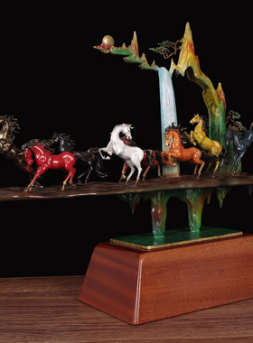 客厅办公室纯铜生肖马摆件家